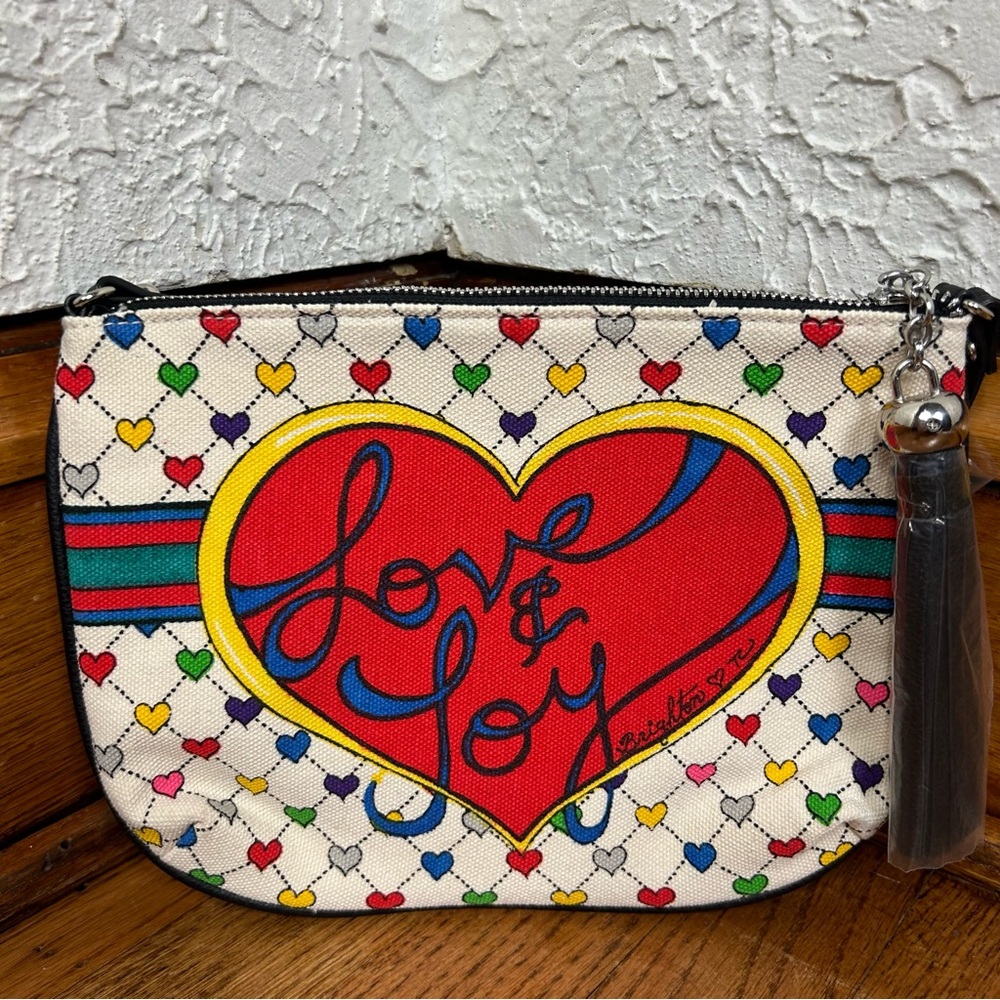 Brighton | Love & Joy Multicolor Rainbow Heart Canvas Crossbody Bag